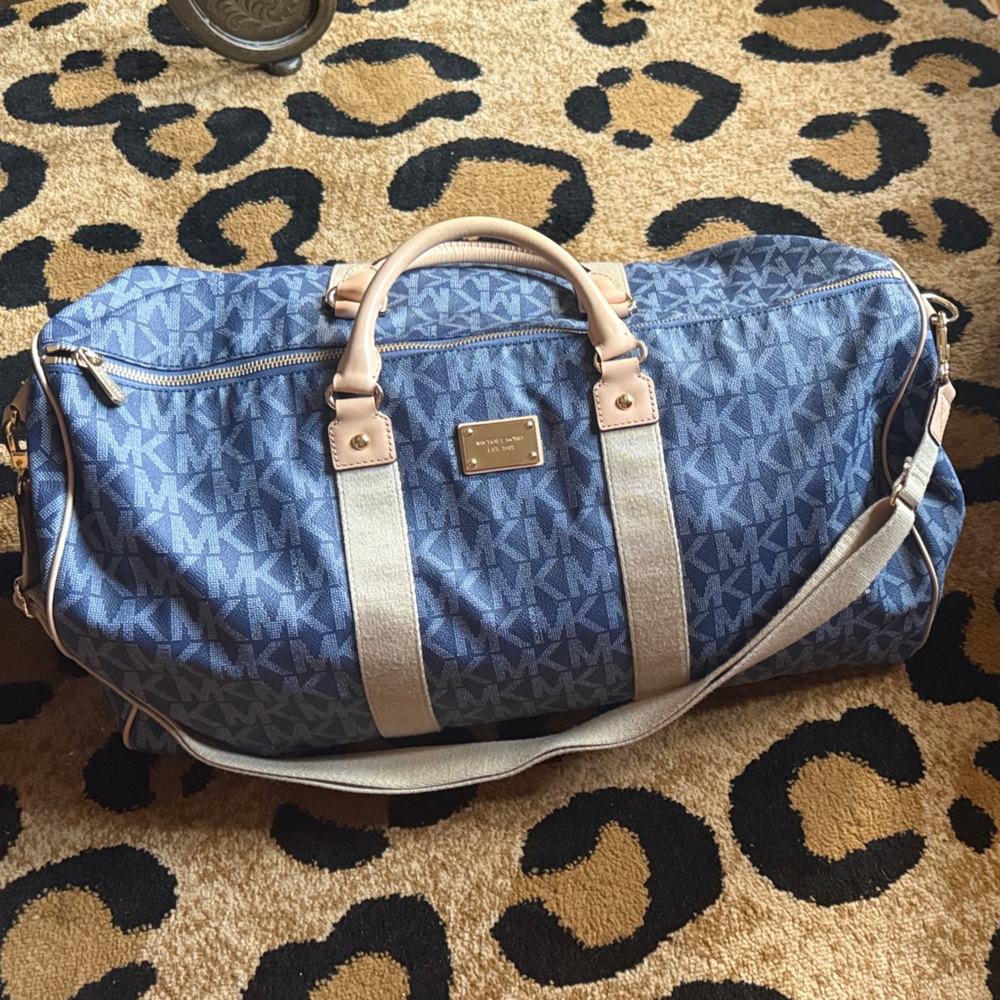 Michael Kors Blue and Tan Duffel Bag
